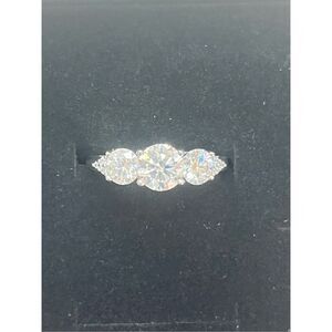 2.00 TCW  Round Cut Moissanite Three Stone Sterling Silver Ring Size 8 NEW